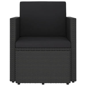 Vidaxl Patio Chair With Cushions - Stylish Poly Rattan Outdoor Furniture, Black, Comfortable And Durable For Garden, Balcony And Patio Setting