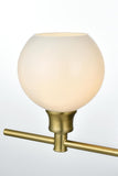 Living District Collier Industrial Mid-Century Modern 2 Light Entryway And Bathroom Wall Sconce In Brass And Frosted White Glass