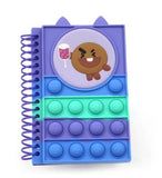 Cleverlygifted_Pop It Fidget Spiral Notebook With Cookie Design, Push Bubble Sensory Toy, Purple And Blue