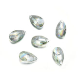 20pcs Czech Faceted Crystal Glass Pear Chandelier Pendant Drop Beads Suncatcher 22mm Large Light Green Shimmer