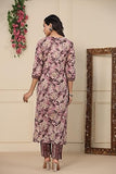 Gosriki Women'S Cotton Blend Printed Straight Kurta With Pant (Prachi Wine-Grt-Gs_M_Wine_Medium),Wine,,B0CBPQPHDP
