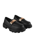 Shoetopia Smart Casual Chain Detailed Black Loafers For Women & Girls,Black,6,B0CBMQY7LL