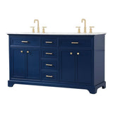 Elegant Decor Americana 60 Solid Wood And Metal Single Bathroom Vanity In Blue