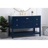 Elegant Decor Theo 48 Steel And Solid Wood Single Bathroom Vanity In Blue