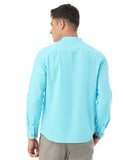 Fyltr Men'S Solid Slim Fit 100% Cotton Linen Look Casual Shirt,Blue Beats,Blue Beats,M