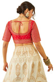 Soch Womens Red Tussar Sequin Embellished And Embroidered Front-Open Blouse Red S