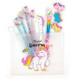 ECLET Unicorn Pencil Combo with Unicorn Fur Pouch | 10 Items School Stationery Set for Kids Gift Pack Cute Writing Accessories f
