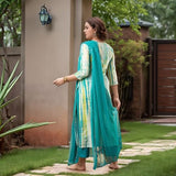 Gosriki Women'S Rayon Viscose Printed Straight Kurta With Pant & Dupatta (Tiedye Rama Green-Vks06-Gs_4Xl_Green_Xxxx-Large),Green,4,B0F26QD5VW
