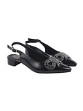 Shoetopia Rhinstone Buckle Pointed Toe Stylish Black Pumps For Women & Girls,Black,4,B0FF3GLRBD