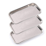 3 Pack Professional Medical Surgical Stainless Steel Dental Procedure Tray Thickening Lab Instrument Tools Trays -Flat Type (8.6 * 4.3 * 0.8, 3)