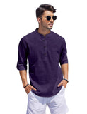 Bellstone Men'S Cotton Blend Solid Regular (Kurta_Purple_L)
