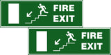 VAAIMAI Fire Exit With Man Downside Run In Stairs Symbol Sign Board | 5MM Foam Board | Green | Pack of 2 | Signage for Office, S