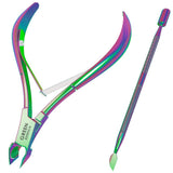 Professional Cuticle Trimmer with Cuticle Pusher Nail Cuticle Remover Nipper Silver Stainless Steel Sharp Blades Manicure Tools 