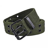 Zoomella 2Xdouble Grommets Belt Aesthetic Casual Pin Buckle Belt Punk Belts Canvas Belt 110Cm Green