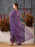 Anni Designer Women'S Cotton Blend Straight Printed Kurta With Pant & Dupatta (Doremi Purple-Nw_4Xl_Purple_Xxxx-Large),Purple,4XL,Cotton Blend,Regular,