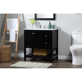 Elegant Decor Theo 32 Zinc Alloy Mdf Single Bathroom Vanity In Black