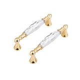 MFYS 2 Pack Crystal Drawer Pulls Handles Clear Crystal Cabinet Pulls Gold Drawer Knob Pull Glass Dresser for Bathroom Cupboard K