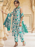 Shienzy Womens Cotton Blend Kurta And Pant (Shz1435_Mint Green_L)