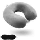 Royalkart Airplane Travel Pillow Pure Memory Foam UShaped Neck Pillow, Super Lightweight For Airplane, Car, Office Grey