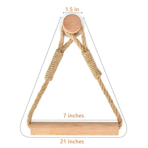 Wood & Rope Wall Toilet Paper Holder, Rustic Tissue Rolls Paper Holder Wall Mounted, Nautical Rattan Bathroom Accessories with S
