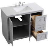 Elegant Decor Moore 42 Single Quartz Top Bathroom Vanity In Gray