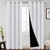 PrinceDeco Light Blocking Curtains Noise Reduction Window Treatment Curtains Soundproof Window Treatment Panels for Hall Room Full Blackout Curtains with Black Liner(52x108 inch White)-New