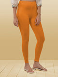 Lyra Women Solid Premium Cotton Ankle Length Leggings | Mid-Waist | Fashionwear Mustard L