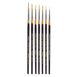 KINGART B018 Premium 7 pc. Original Gold 9350 Series Liner Brush Set, Synthetic Golden Taklon for Acrylic, Oil, Watercolor Pain