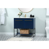 Elegant Decor Sloane 36 Mdf And Steel Single Bathroom Vanity In Blue