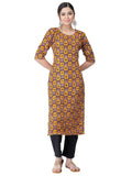 Pinkmint Kurta Set for Women Cotton Printed Straight Kurta with Pant (Pack of 1)
