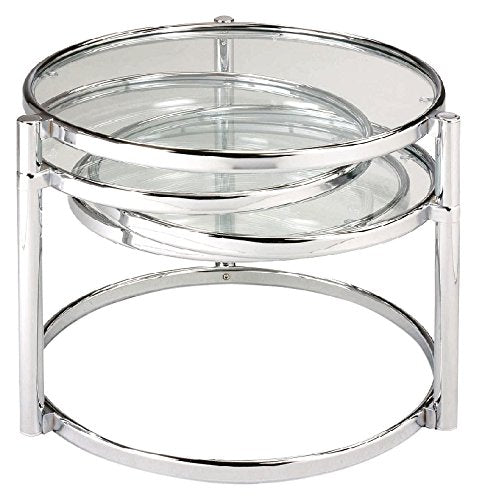 New Spec Cota Chrome Frame And Glass 3 Tier Swivel Motion Coffee Table