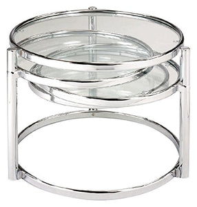 New Spec Cota Chrome Frame And Glass 3 Tier Swivel Motion Coffee Table