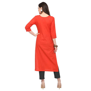 Anni Designer Women'S Red Color South Cotton Calf Length Kurti (Puja-Kurti-7006_Xxl),Red,2XL,Cotton,Regular,Kurti