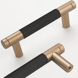 Westablize 2 Pack 3 Inch 76 mm Bar Cabinet Pulls Bronze and Black Knurled Handles for Bronze and Black Drawer Pulls Cupboard Alu