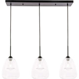 Living District Kason 3-Light Mid-Century Metal Pendant In Black And Clear