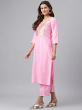 Gosriki Women'S Cotton Blend Straight Solid Kurta With Palazzo & Dupatta (Charu Sty Pink_S-Go_Pink_Small),Pink,,B0B2RP8FKX