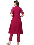 Ziyaa Women'S Crepe Straight Fit Kurta (Zikucr3502-M_Dark Pink_M)