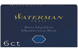 Waterman Fountain Pen Ink Cartridges, Short International, Mysterious Blue, 6 Count