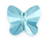 50pcs Cute Czech Butterfly Center Drilled Crystal Glass Beads 10mm (0.4 Inch) March Aquamarine Blue Birthstone #5754