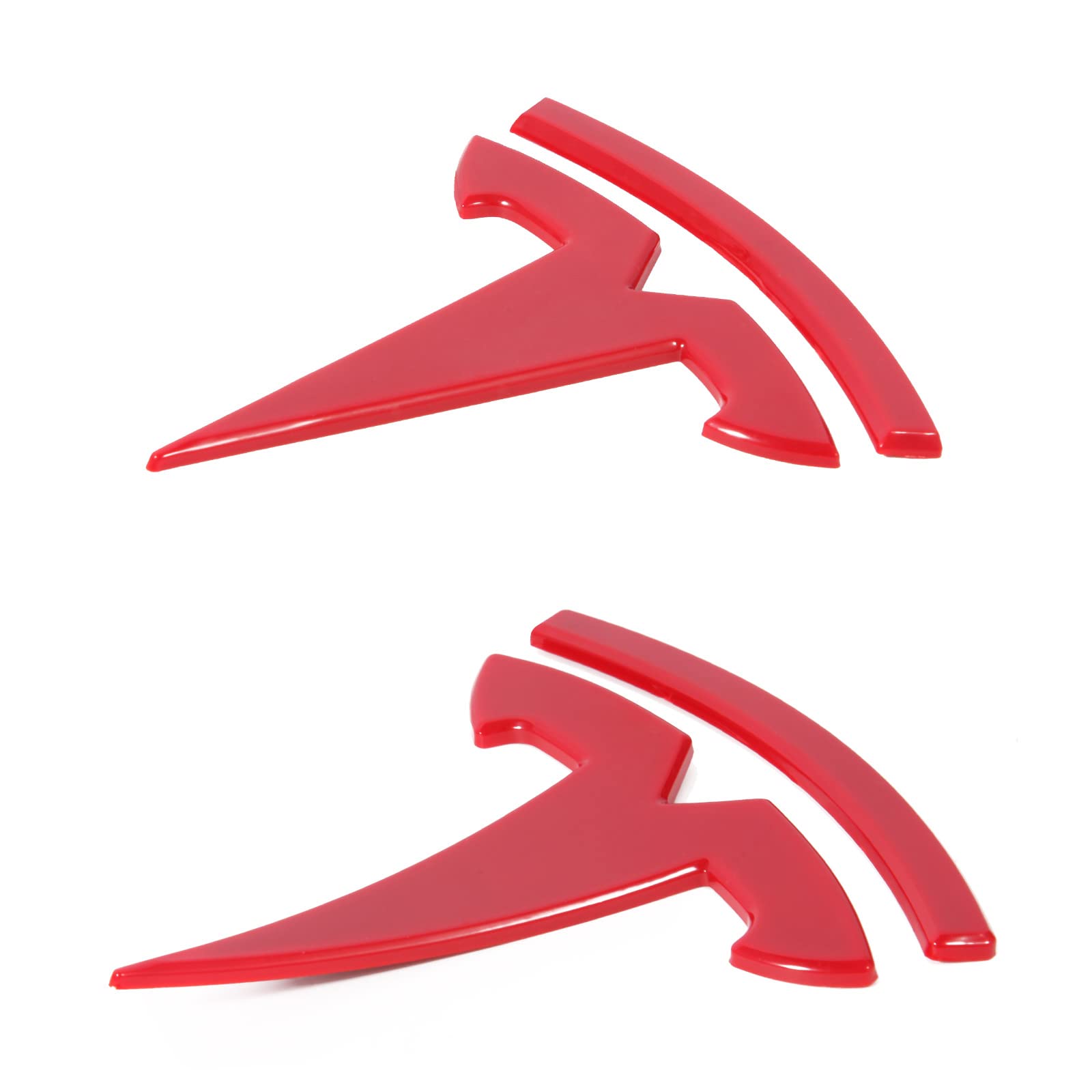 Tesla Model 3 Emblem Accessories Front Trunk Rear Trunk Logo Cover Sticker Badge Decals 2Pcs/Set (Red)