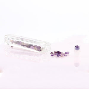 10ml Gemstone Roller Square Bottles Refillable Roll On Bottles Healing Crystal Chips Inside For Perfumes Aromatherapy Oils 5pack