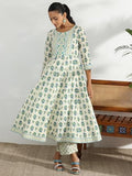 Libas Off White Pure Cotton Printed Kurta Sets For Women Off White L
