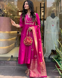 Gosriki Women'S Rayon Blend Straight Embroidered Kurta With Pant & Dupatta (Kosapet Pink-Gs_4Xl_Pink_Xxxx-Large),Pink,4,B0DFY1D3D5