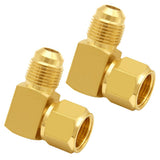 Joywayus Brass 3/8 Flare Swivel Female x 3/8 Flare Male Tube Fitting 90 Elbow Coupling Gas Adapter Union Pipe Connector (Pack of