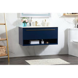 Elegant Decor Roman 40 Aluminum Alloy Mdf Single Bathroom Vanity In Blue