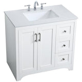 Elegant Decor Moore 36 Single Quartz Top Bathroom Vanity In White