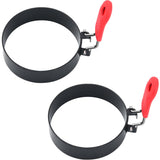 3.5 Egg Rings Set of 2 with Silicone Handle, Round Mold for English Muffins,Pancake Mold for Indoor Camping Breakfast Sandwiches