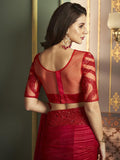 Satrani Womens Pure Chiffon Saree (3568S129N_Red & Dark Pink2)