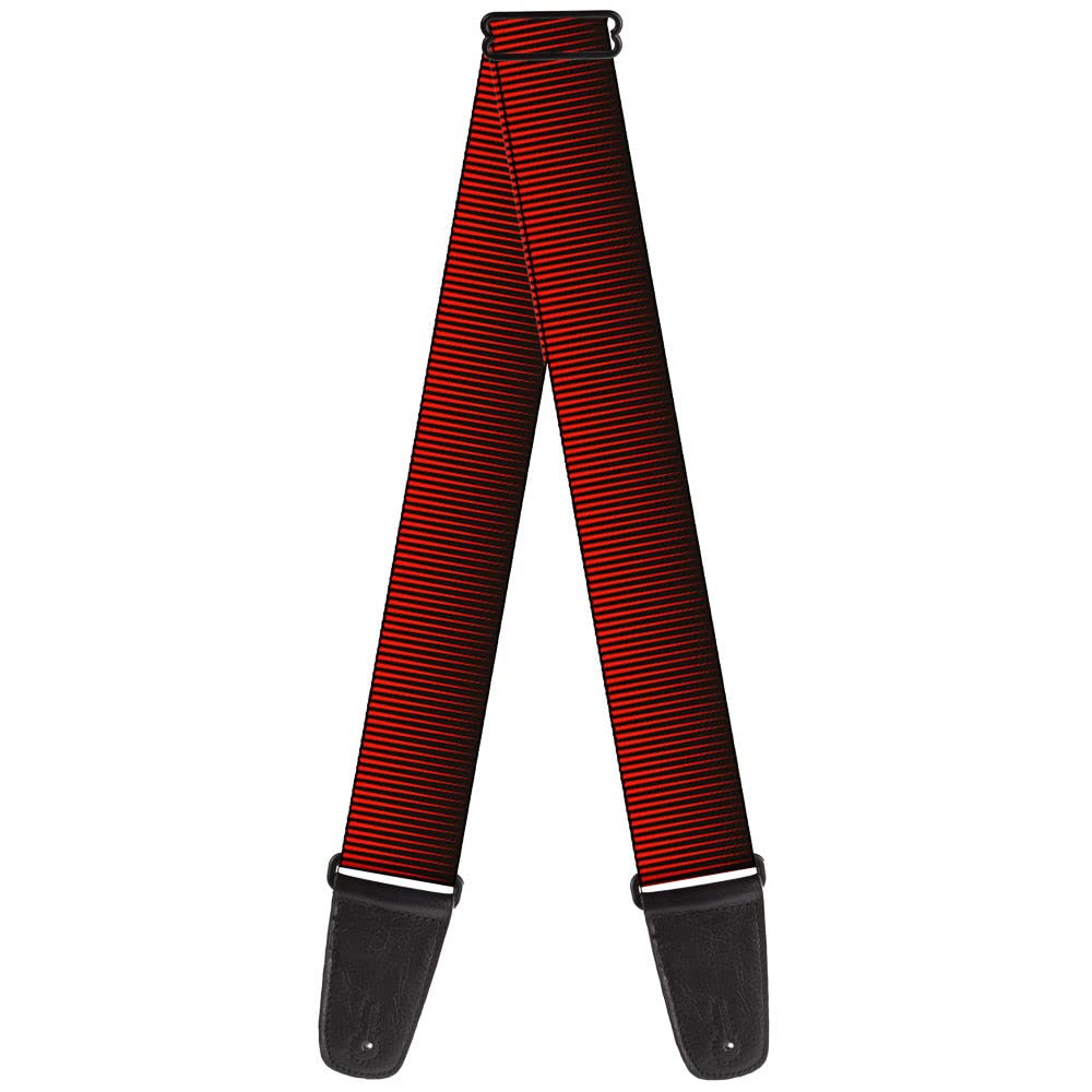 Buckle-Down Guitar Strap, Vertical Stripes Transition Black Red, 2 Inches Wide