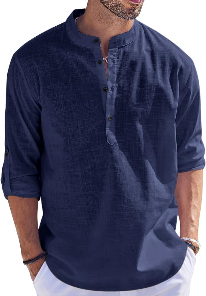Bellstone Men'S Cotton Blend Solid Regular Kurta Shirt (Kurta1500_Single_Navy Blue_M